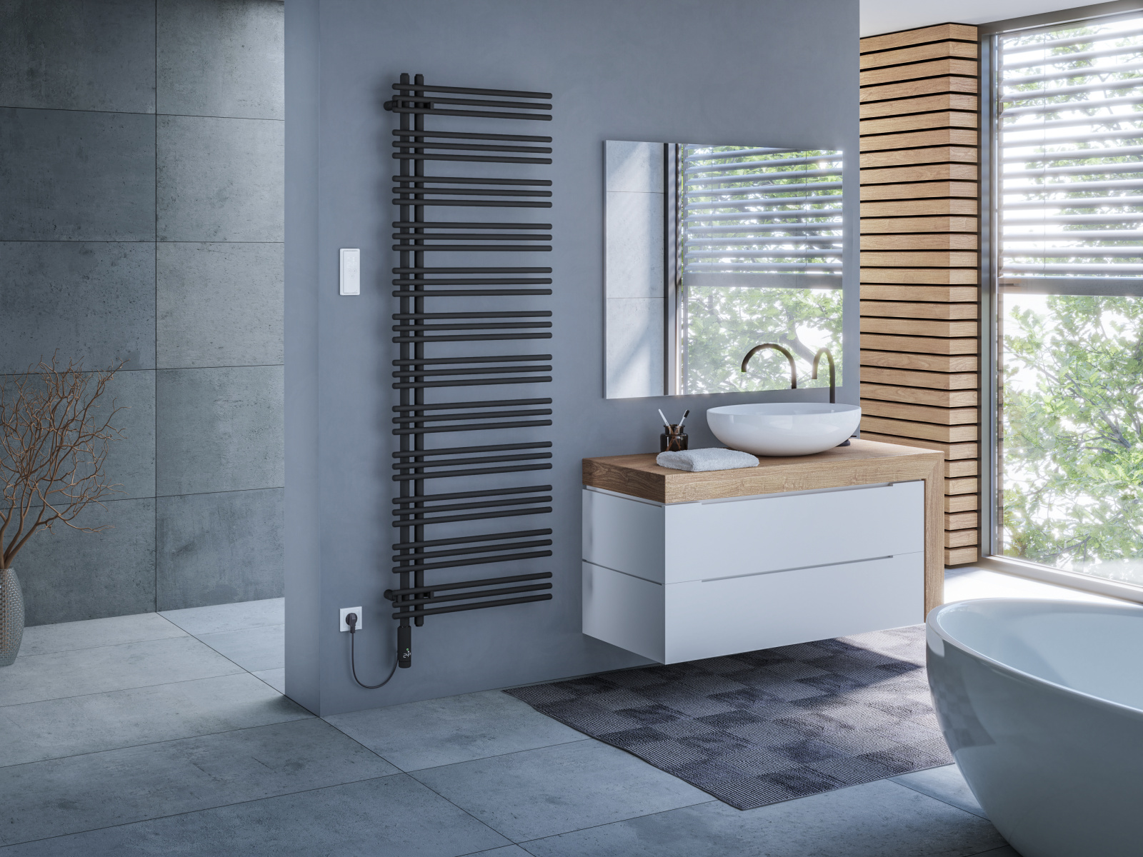 zehnder Yucca Asym, traffic Black, IHC, Bathroom