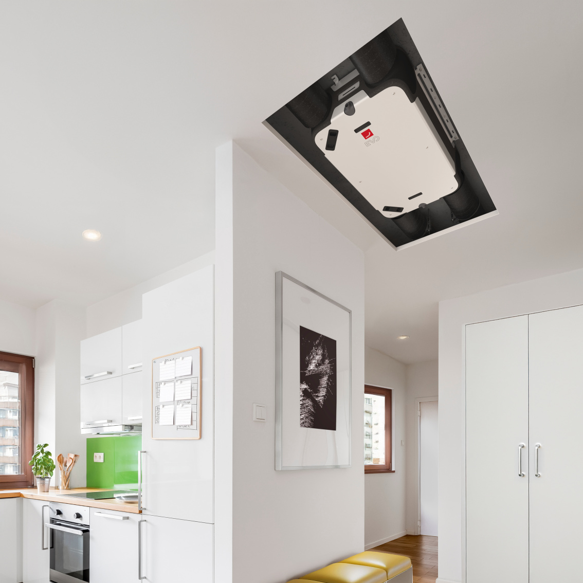 Zehnder_CSY_EVO_Milieu-KitchenUrbanFlat Stock Content Zehnder EVO 4 Comfortable indoor ventilation Angled view