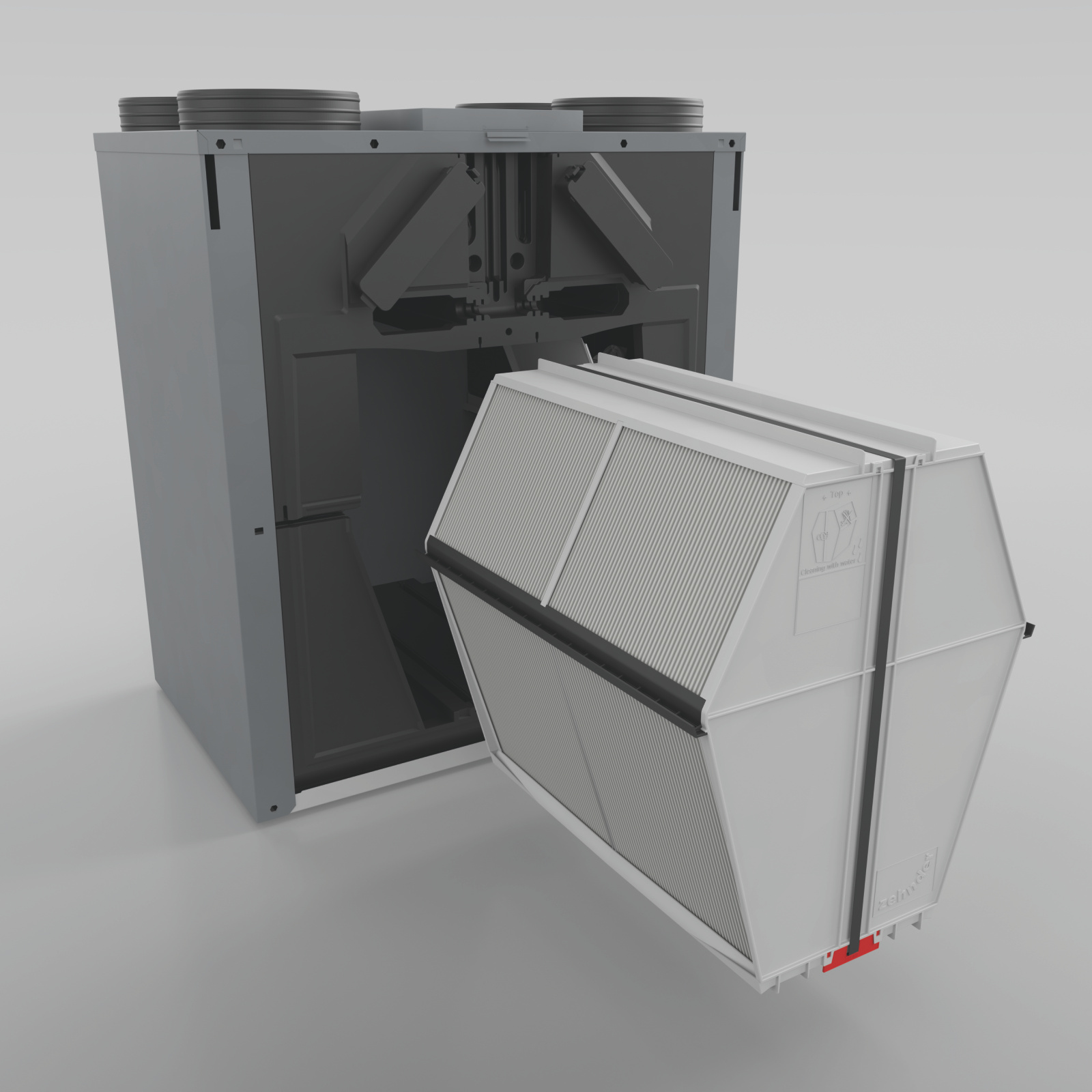 Cut-Out Zehnder Enthalpie Exchanger for ComfoAir Comfortable indoor ventilation 3D view