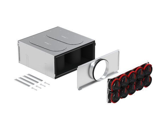 Rendering Zehnder ComfoWell Manifold Comfortable indoor ventilation Angled view