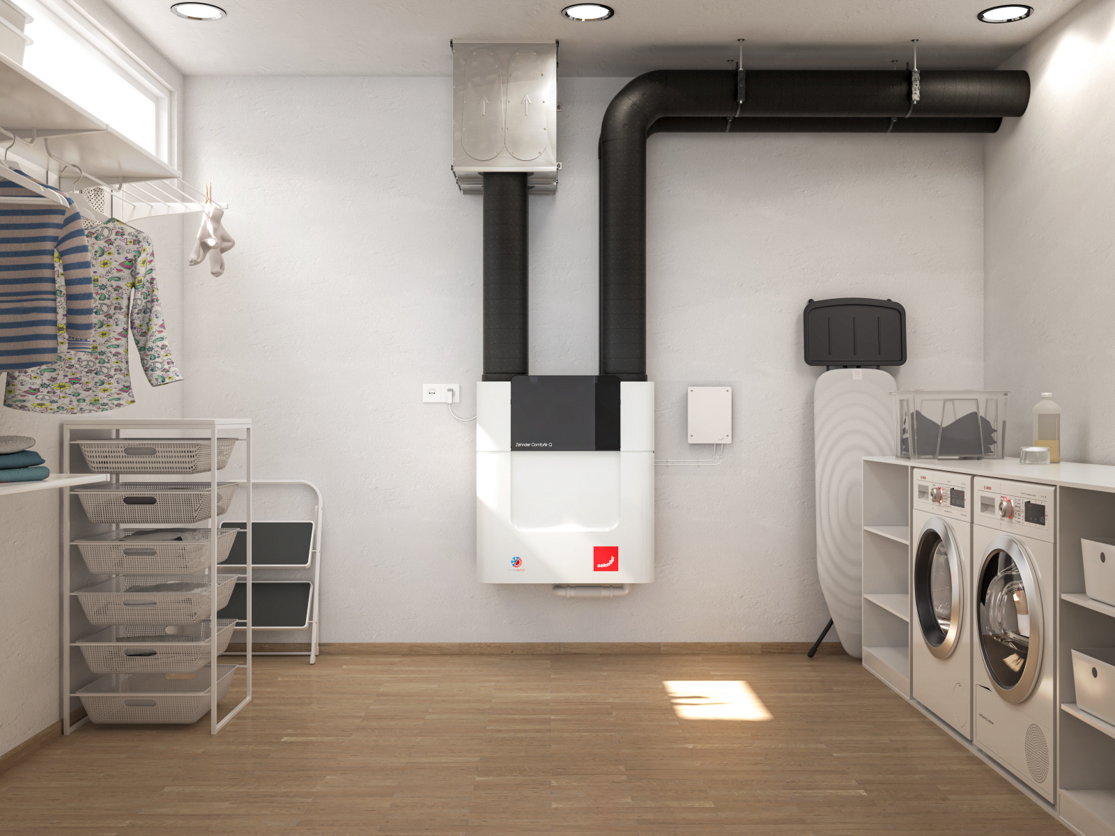 Rendering Zehnder Option Box V2 / V2 Lite Comfortable indoor ventilation Front view